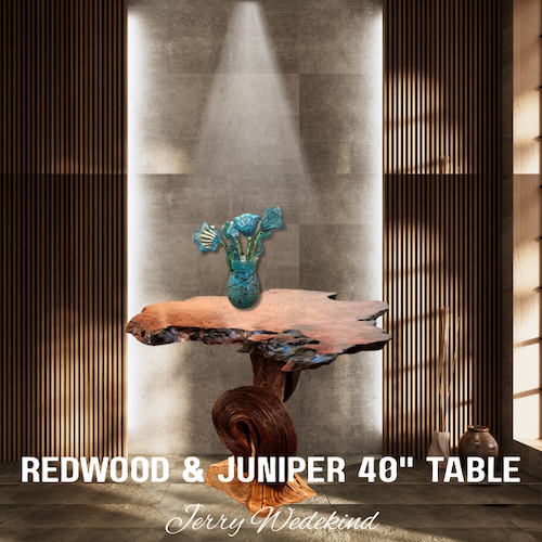 Click to view detail for JW-249 Pedestal/Tall Table Redwood & Juniper 40x45x27 $5500